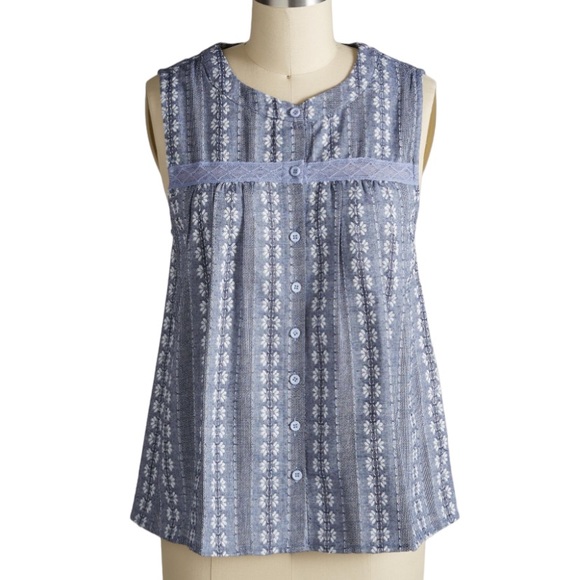 NWT Emmie Rose Chambray Sleeveless Top Sz L - Picture 2 of 15